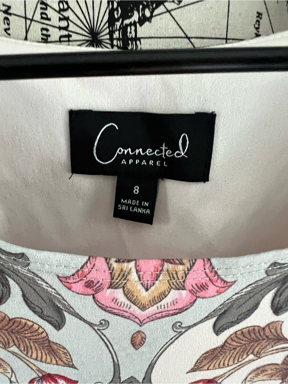 Sleeveless connected apparel White Floral Midi Dress with Pink Accents - Picture 5 of 7